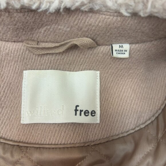 Aritzia Wilfred Free Jacket Womens Medium Beige Virgin Wool Shearling Motto Cozy - Picture 13 of 16